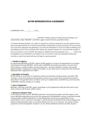 Buyer Representation Agreement Format