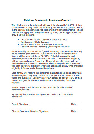 Childcare Scholarship Assistance Contract