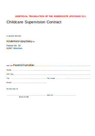 Childcare Supervision Contract