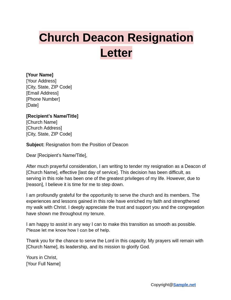 Church Deacon Resignation Letter Google Docs 01 13 2025 11 10 AM