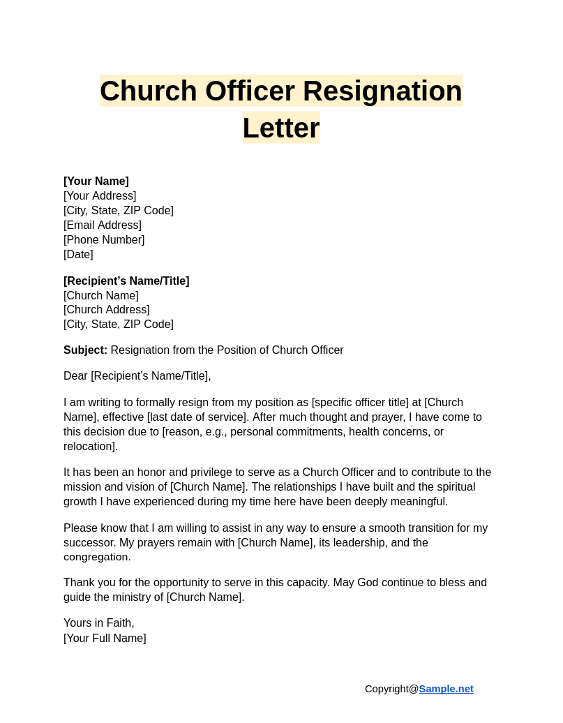 Church Officer Resignation Letter Google Docs 01 13 2025 11 10 AM