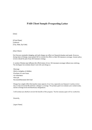 Client Sample Prospecting Letter