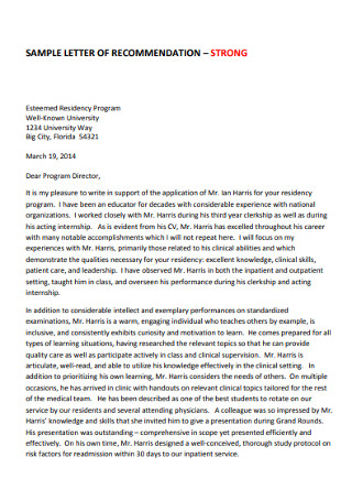 College Program Director REcommendation Letter