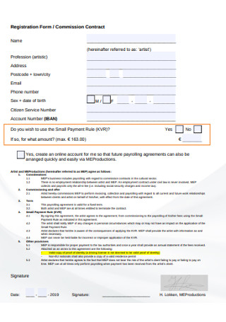 Commission Contract Registration Form