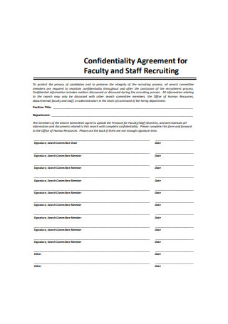 Confidentiality Agreement for Recruiting