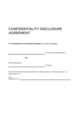 Confidentiality Disclosure Agreement