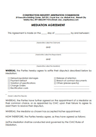 Construction Mediation Agreement
