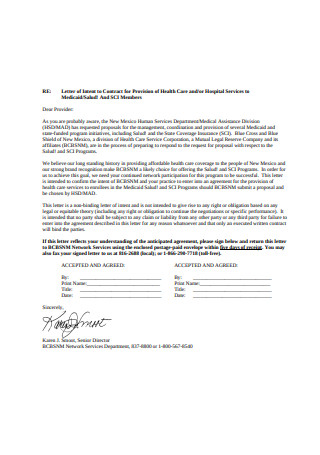 Contract Intent Letter