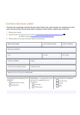 Contract Services Letter