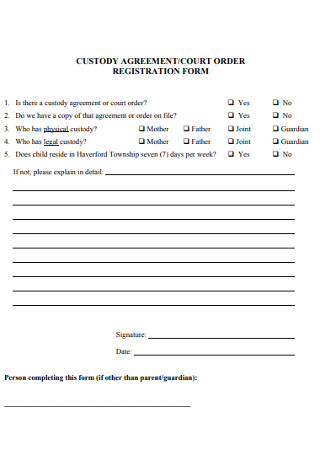 Custody Agreement Registration Form