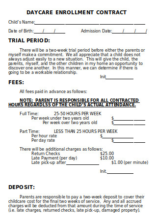 Daycare Enrollment Contract