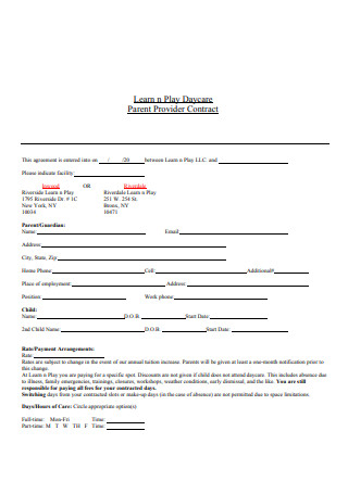 Daycare Parent Provider Contract