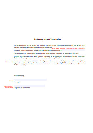 Dealer Agreement Termination Letter