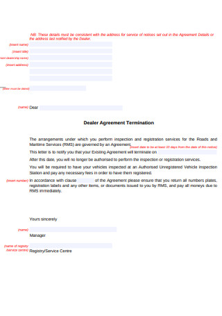 Dealer Agreement Termination