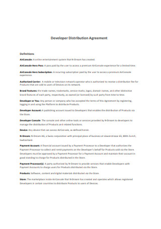 Developer Distribution Agreement
