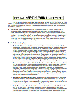Digital Distribution Agreement