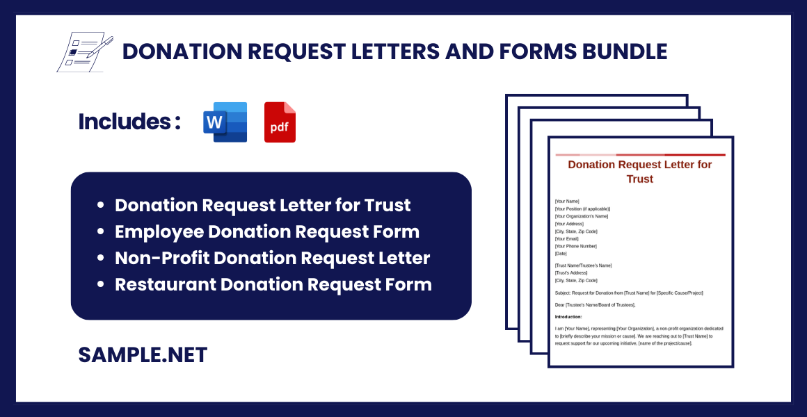 donation request letters and forms bundle