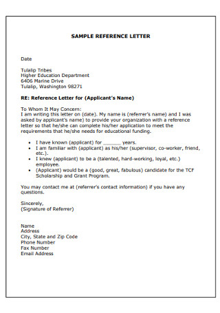 Education Employment Reference Letter