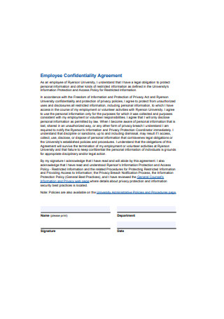 Employee Confidentiality Agreement Format