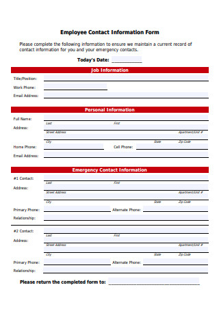 Top 10 Employee Contact Information Form Templates Free To Download In