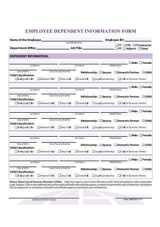 Employee Dependent Information Form