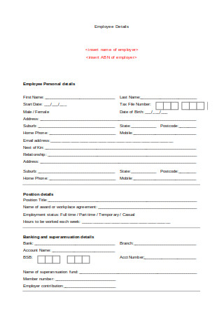 Employee Details Form
