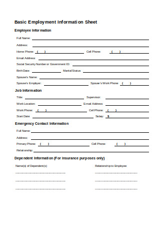 40 Sample Employee Information Forms In Pdf Ms Word