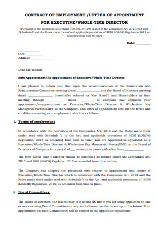 Employment Contract Letter