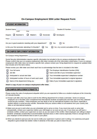 Employment Letter Request Form