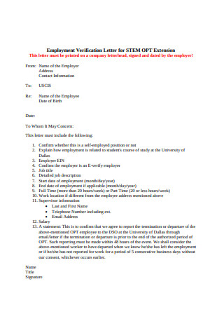 Employment Verification Letter Example