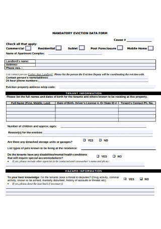 Eviction Data Notice Form