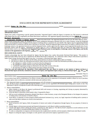 Exclusive Buyer Representation Agreement Example