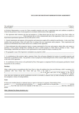 Exclusive Buyer Representation Agreement Format