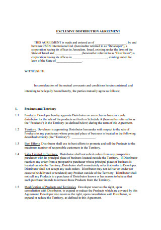 simple distribution agreement template