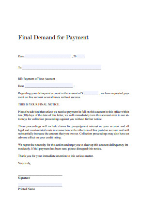 Final Demand Letter for Payment