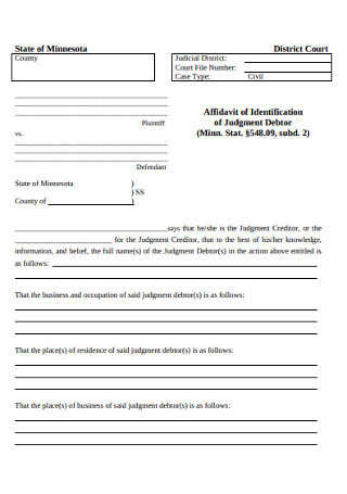 Formal Affidavit of Identification Form
