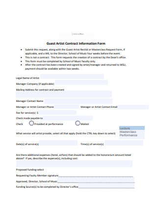 Guest Artist Contract Information Form