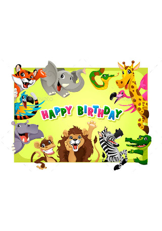 Happy Birthday Card with Jungle Animals