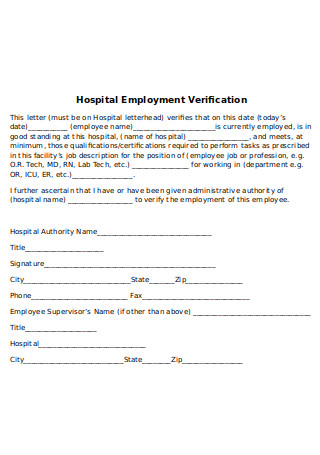 Hospital Employment Verification