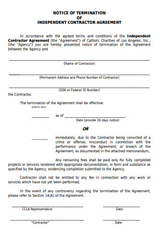 Independed Contractor Termination Agreement