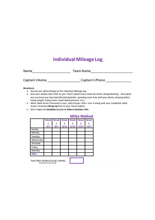 Individual Mileage Log