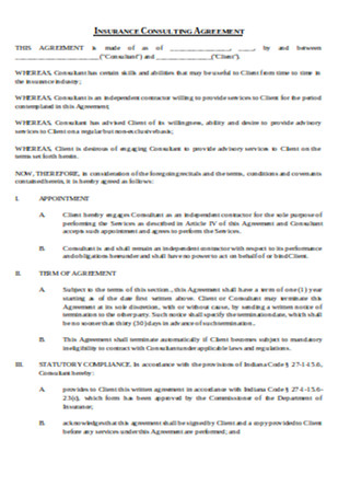 Insurance Consulting Agreement