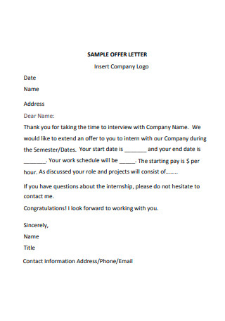 Internship Offer Letter