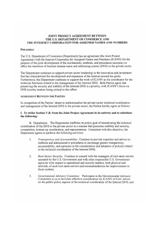 Joint Project Agreement Sample