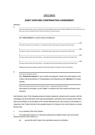 Joint Venture Confirmation Agreement