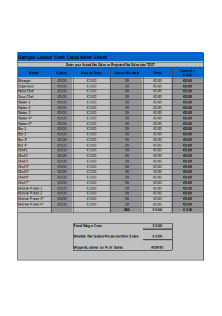 Labour Cost Worksheet