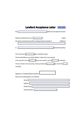 Landlord Acceptance Letter