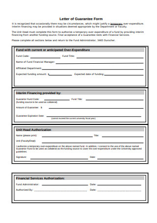 Letter of Guarantee Form