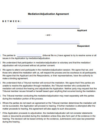 Mediation and Adjudication Agreement