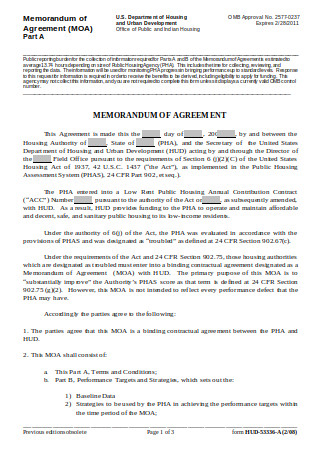 Memorandum of Agreement Form